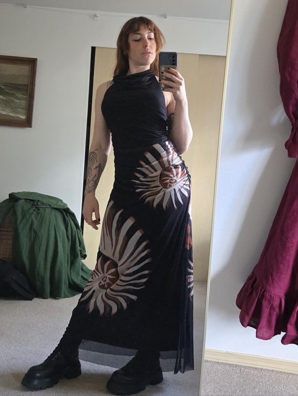New Farm Rio Halter Goth Nautical Amonite Dress M